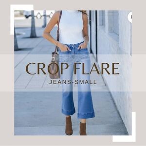 Wide-Leg Crop Blue Jeans Small